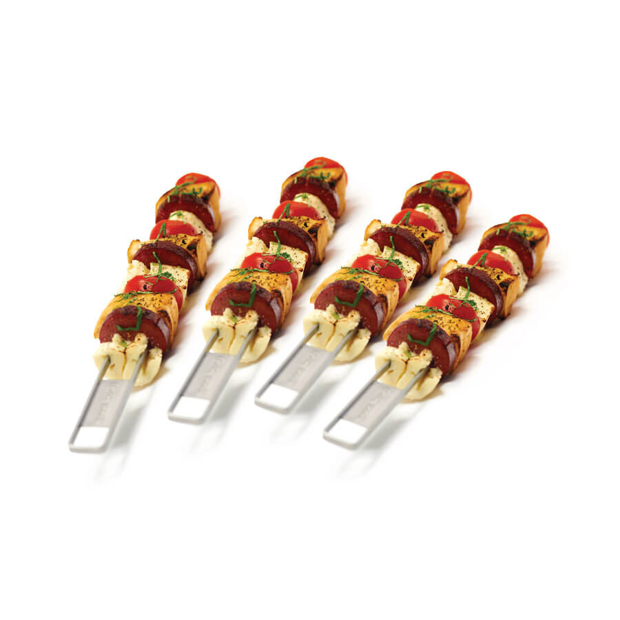 Dual prong stainless steel skewer set