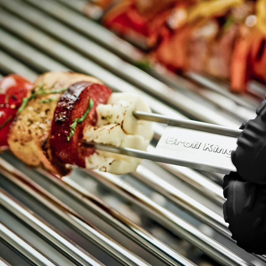 Dual prong stainless steel skewer set