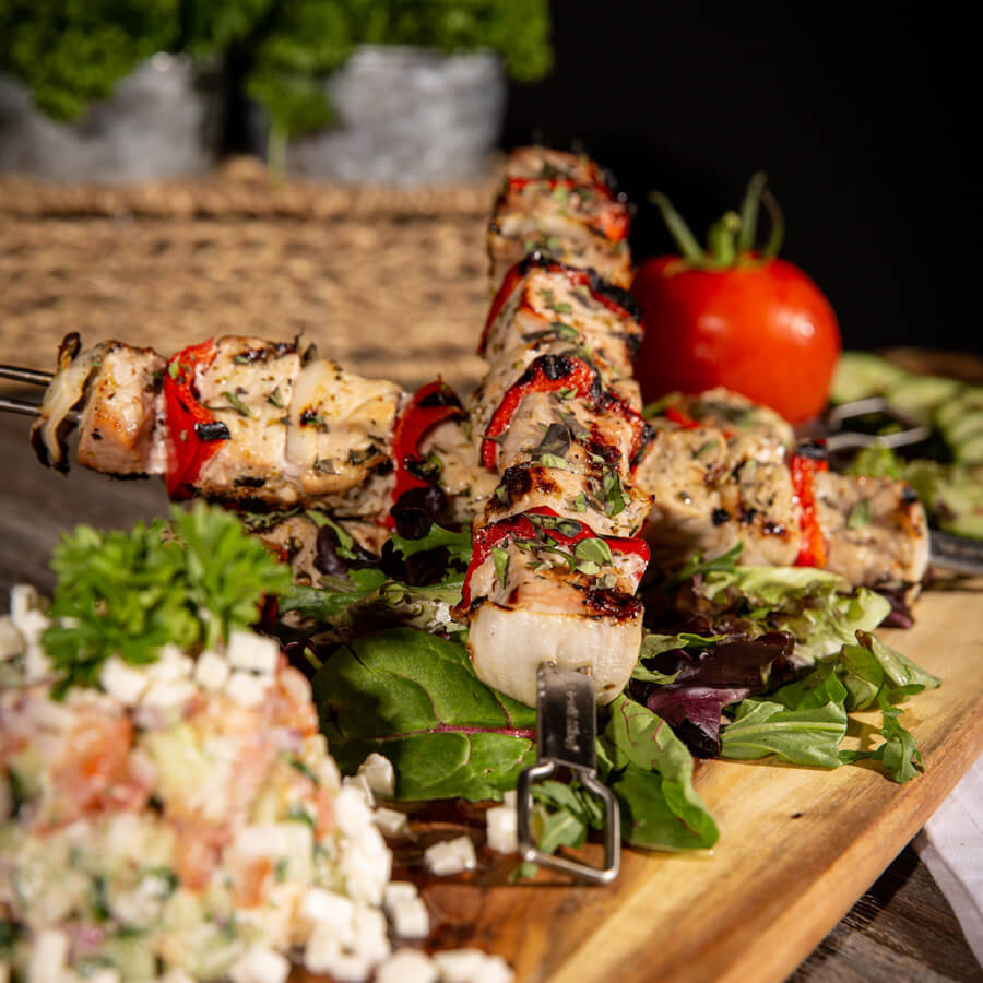 Dual prong stainless steel skewer set