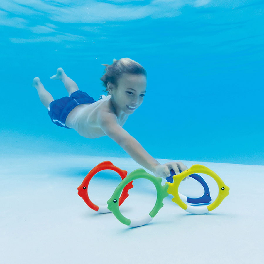 Jeu de plongée d'anneaux poissons - 4 couleurs
