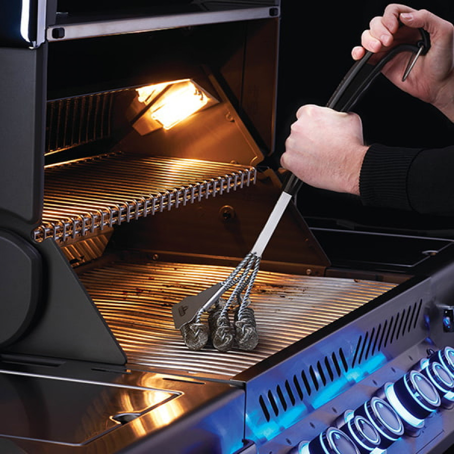 Bristle-free triple row grill brush