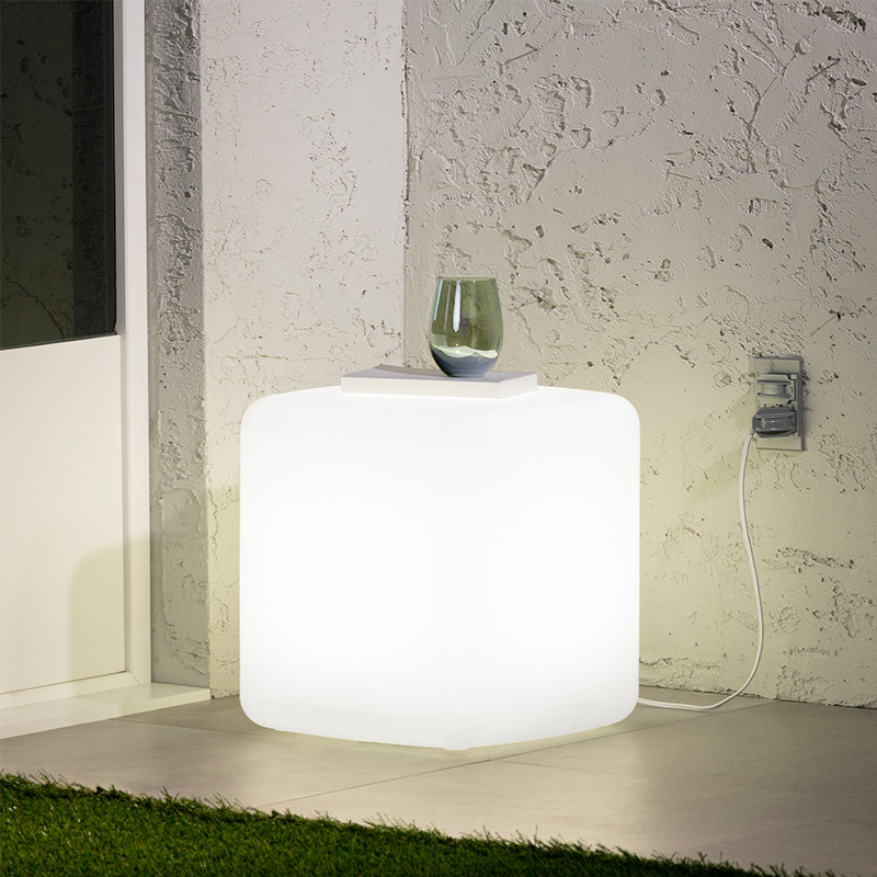 Dalya lighted side table - White