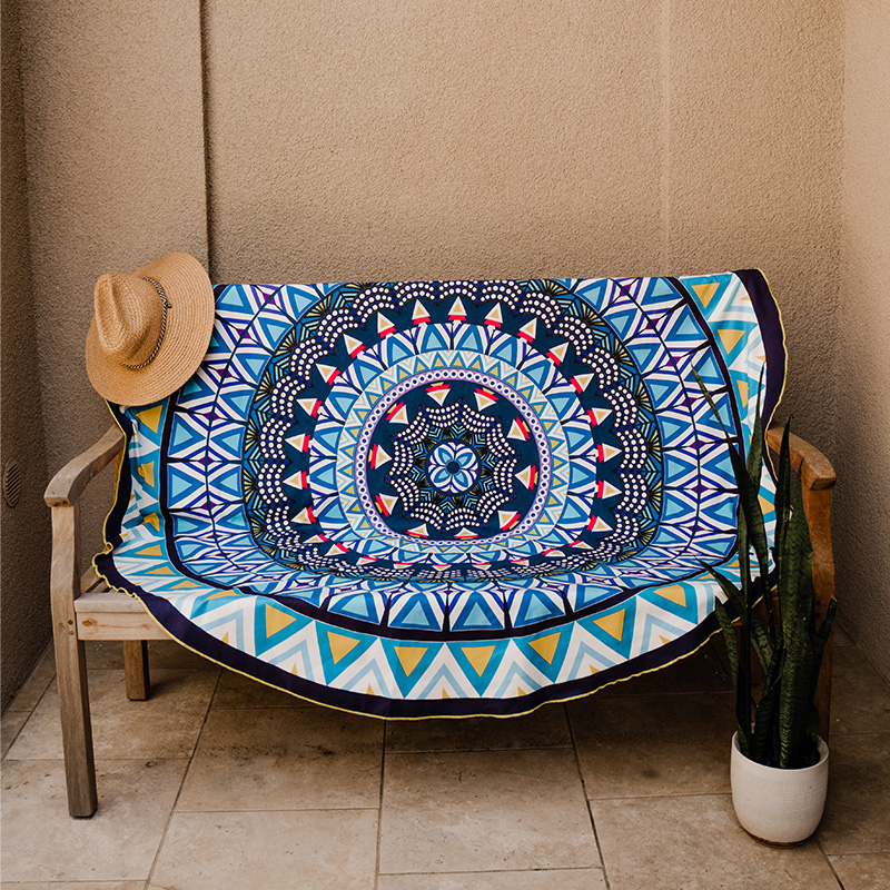 Serviette de plage en microfibre ronde - Mandala