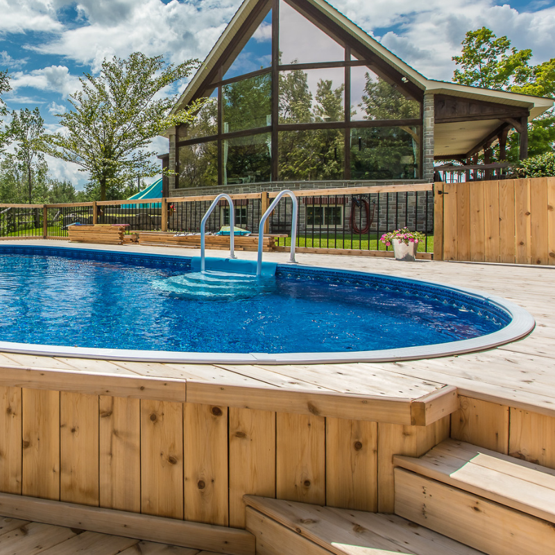 Marche à deux rampes pour piscines hors terre