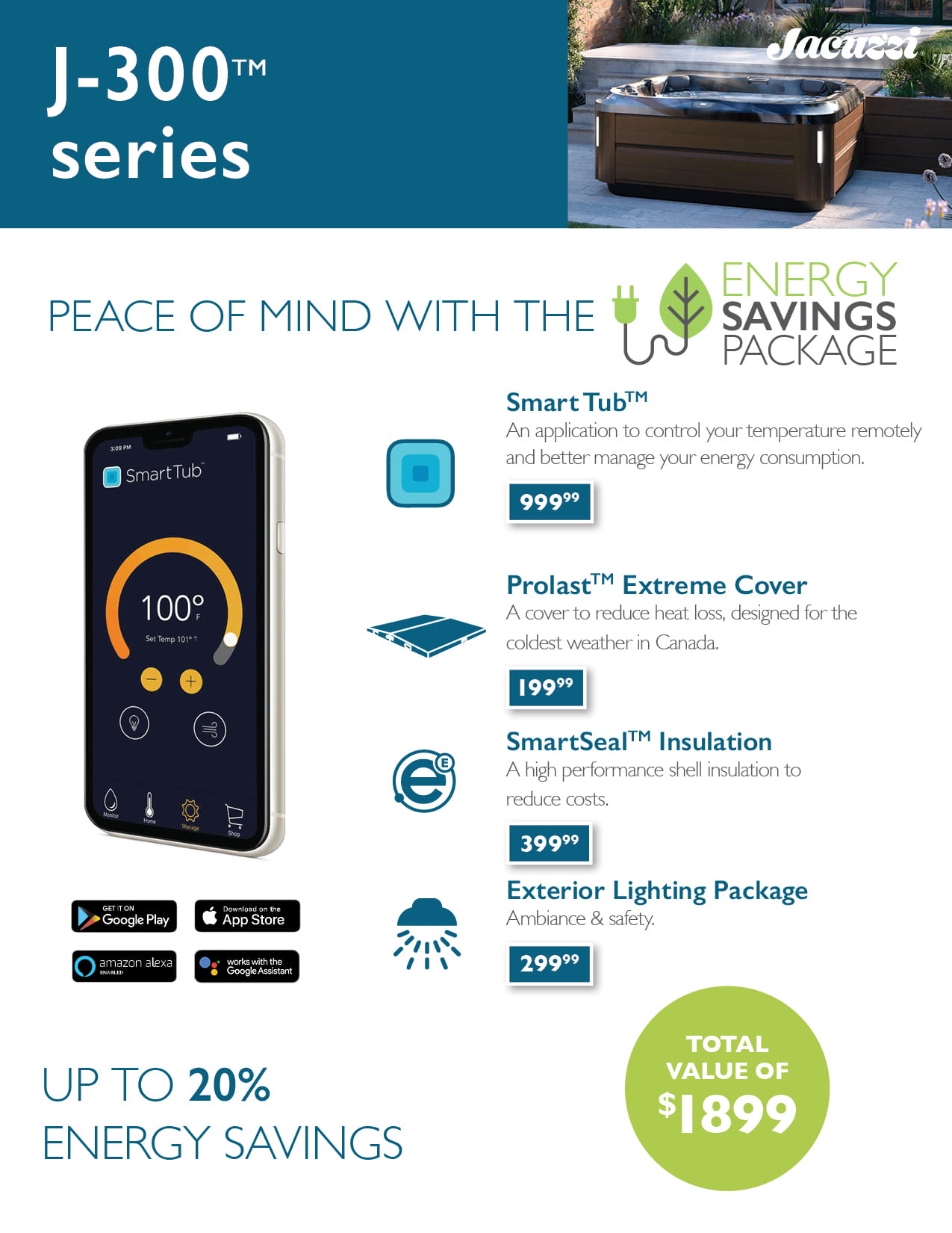 Spa Jacuzzi® J355™ Platinum Brushed Gray Club Piscine Super Fitness