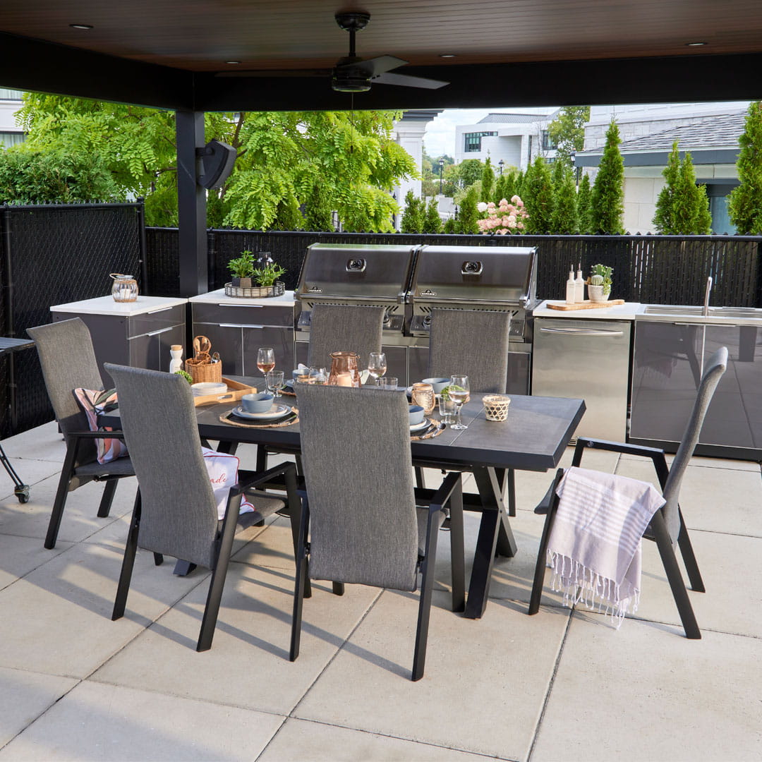 Iceland dining set with 6 high-back chairs and table 41