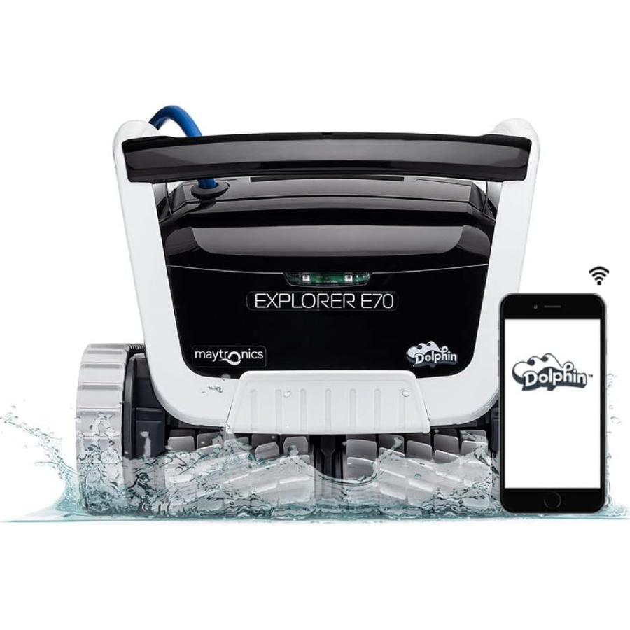 Dolphin Explorer E70 WiFi Capable Robotic Pool Cleaner with BlueTooth and Caddy Cart