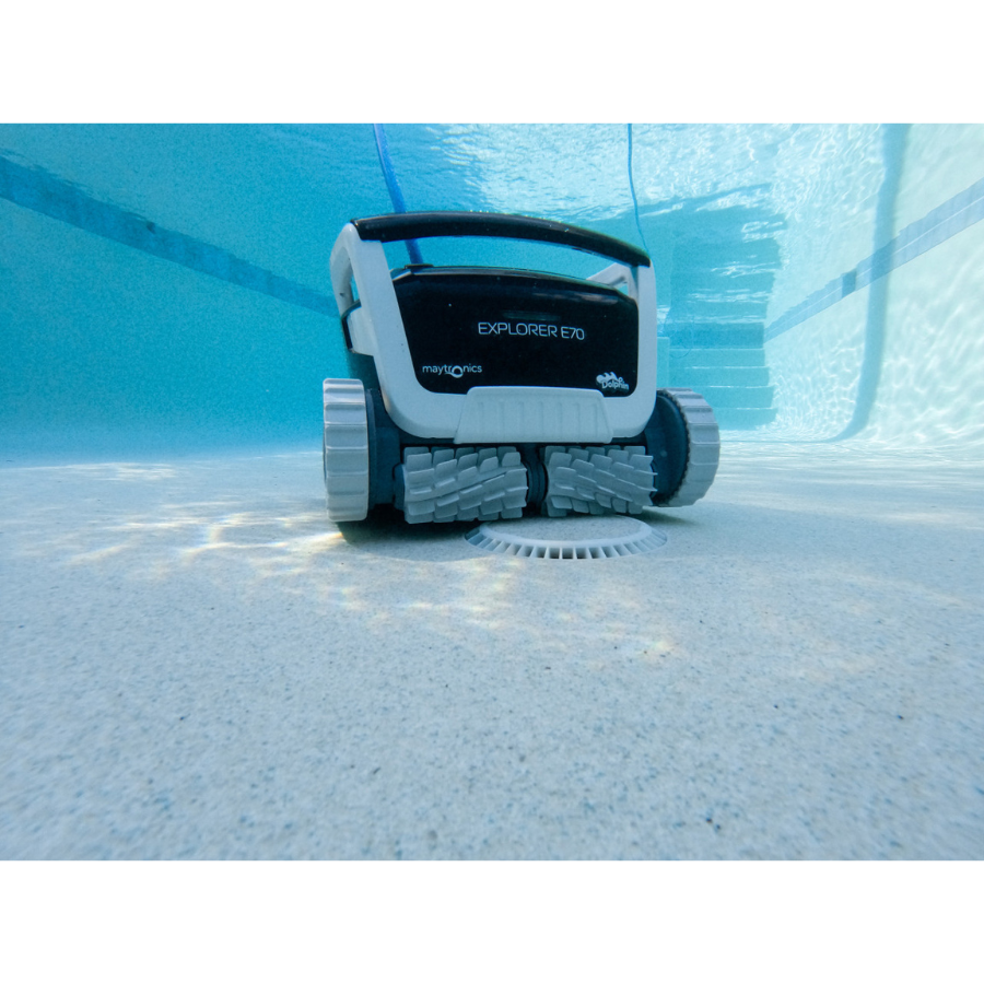 Dolphin Explorer E70 WiFi Capable Robotic Pool Cleaner with BlueTooth and Caddy Cart