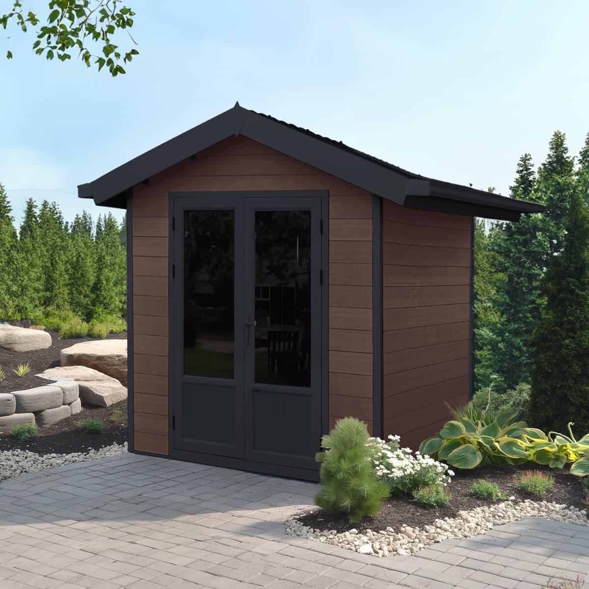Scandinavian Shed 7' x 7' Brown Cedar