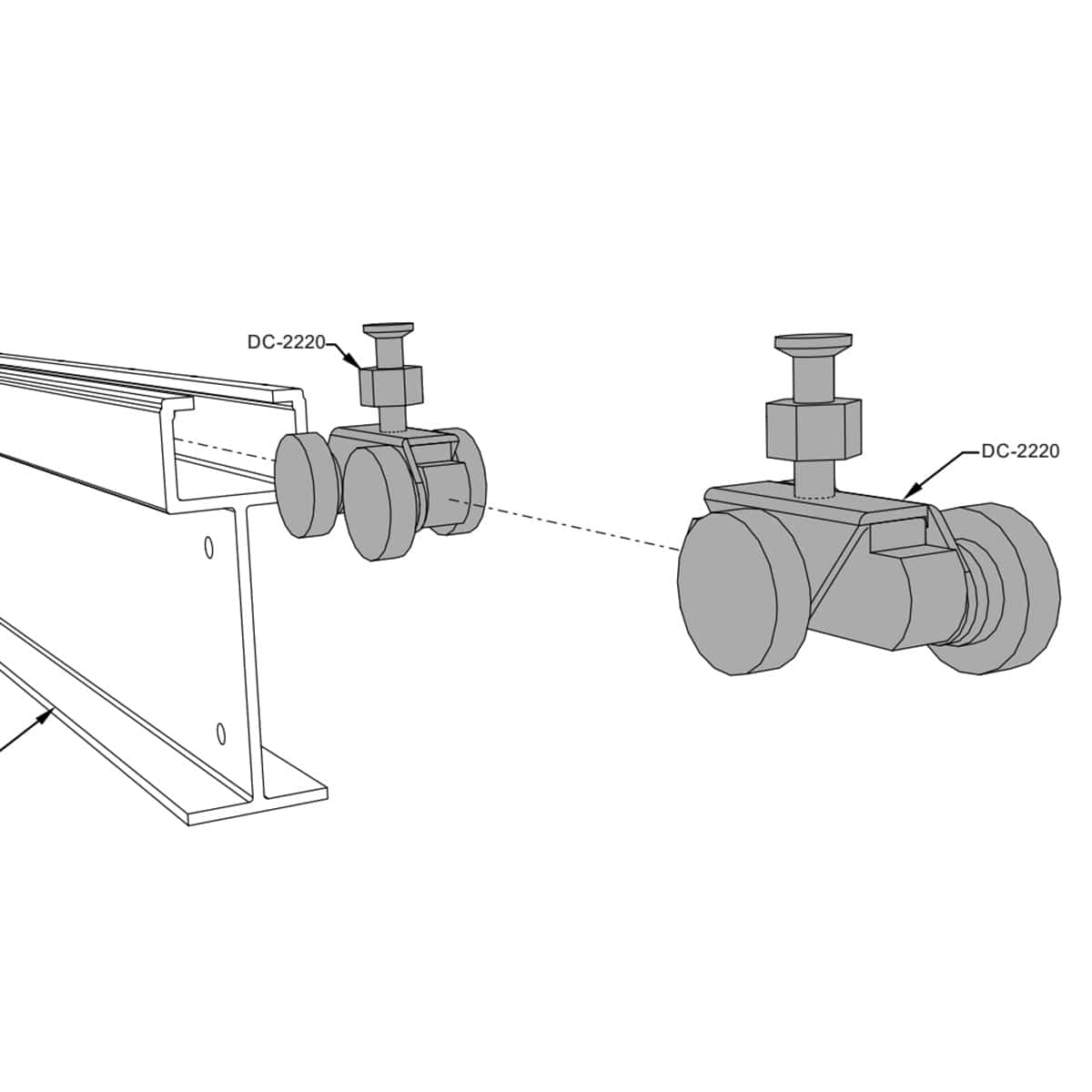 Ensemble de train à roulette pour pergolas 10' x 10' et 10' x 14'