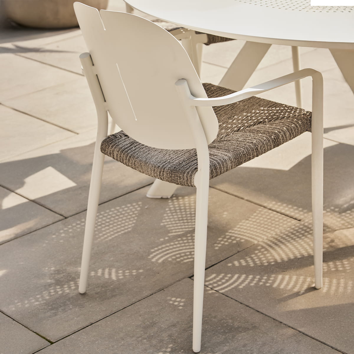 Chaise à diner Maldives - Blanc mat et gris