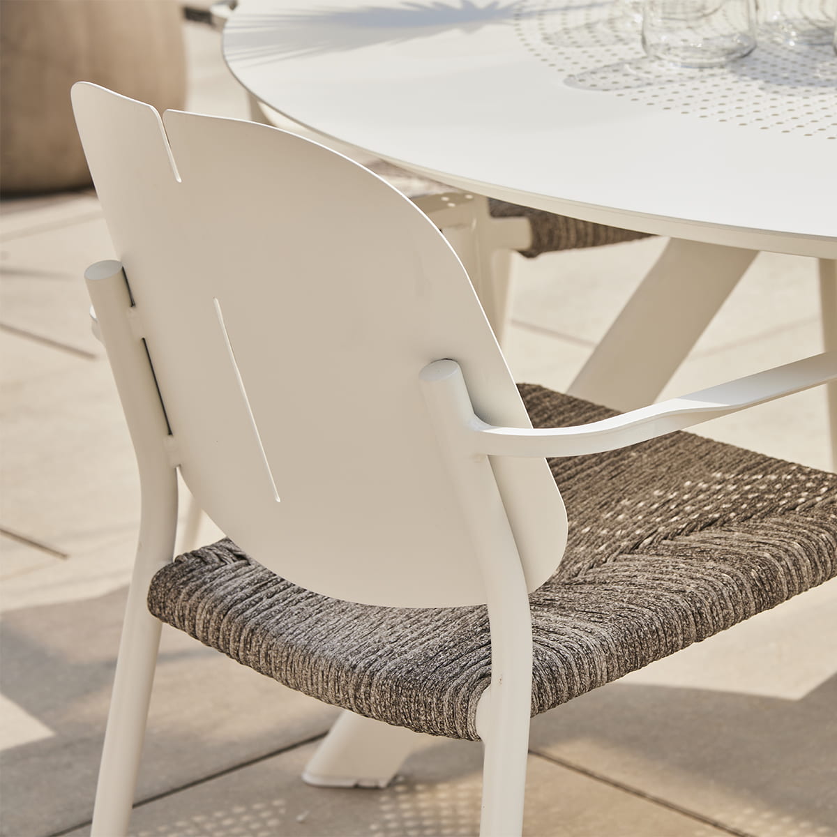 Chaise à diner Maldives - Blanc mat et gris