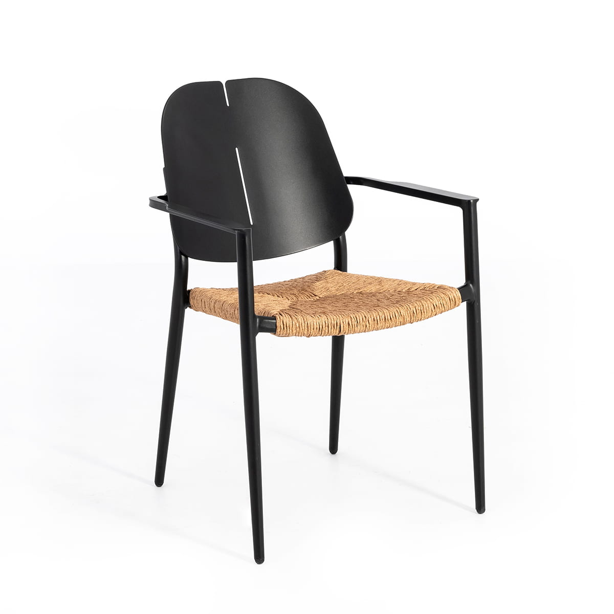 Maldives Dining Chair- Matte Black and Natural