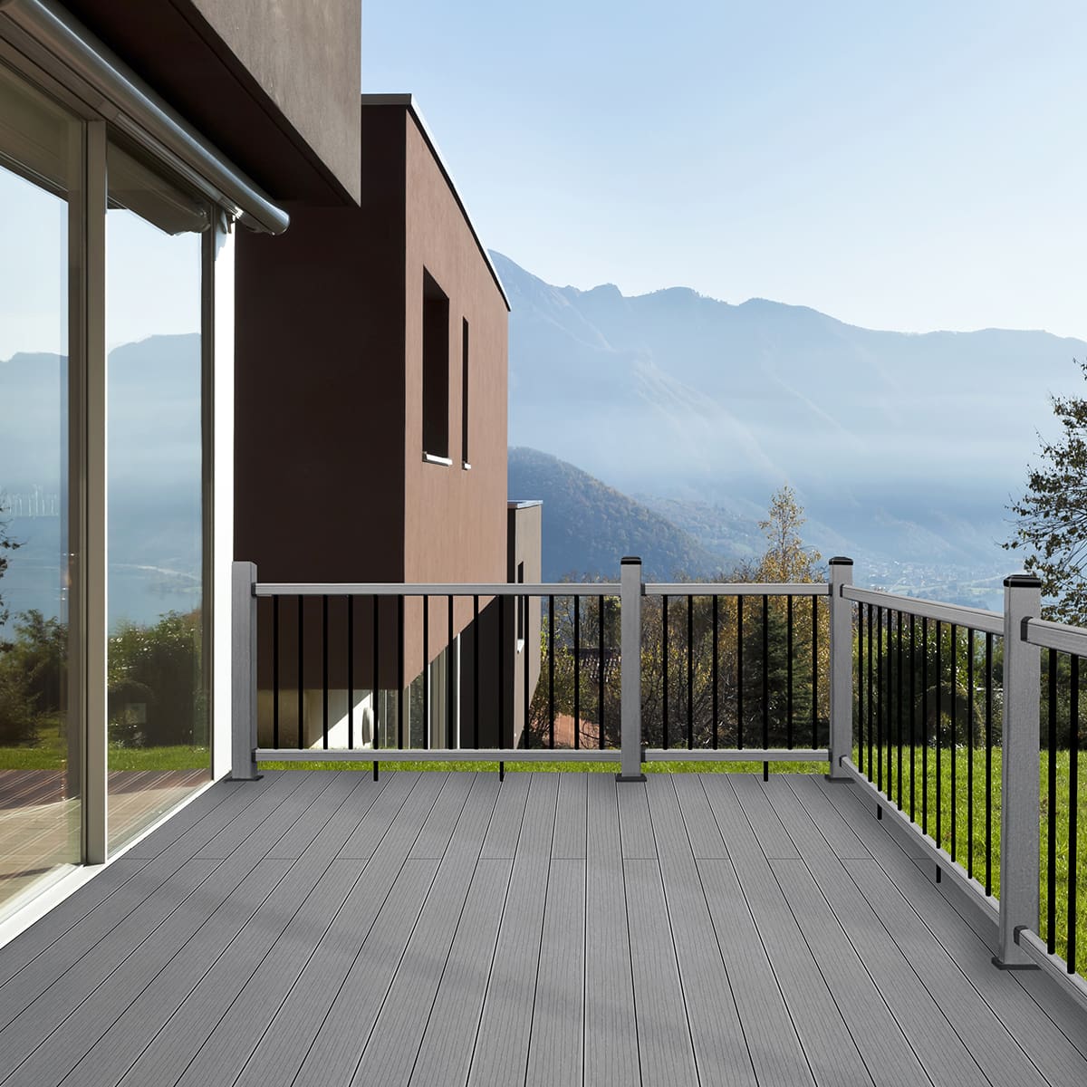 Planche de terrasse composite réversible - Gris et Teck 1'' x 5 1/2'' x 12 '