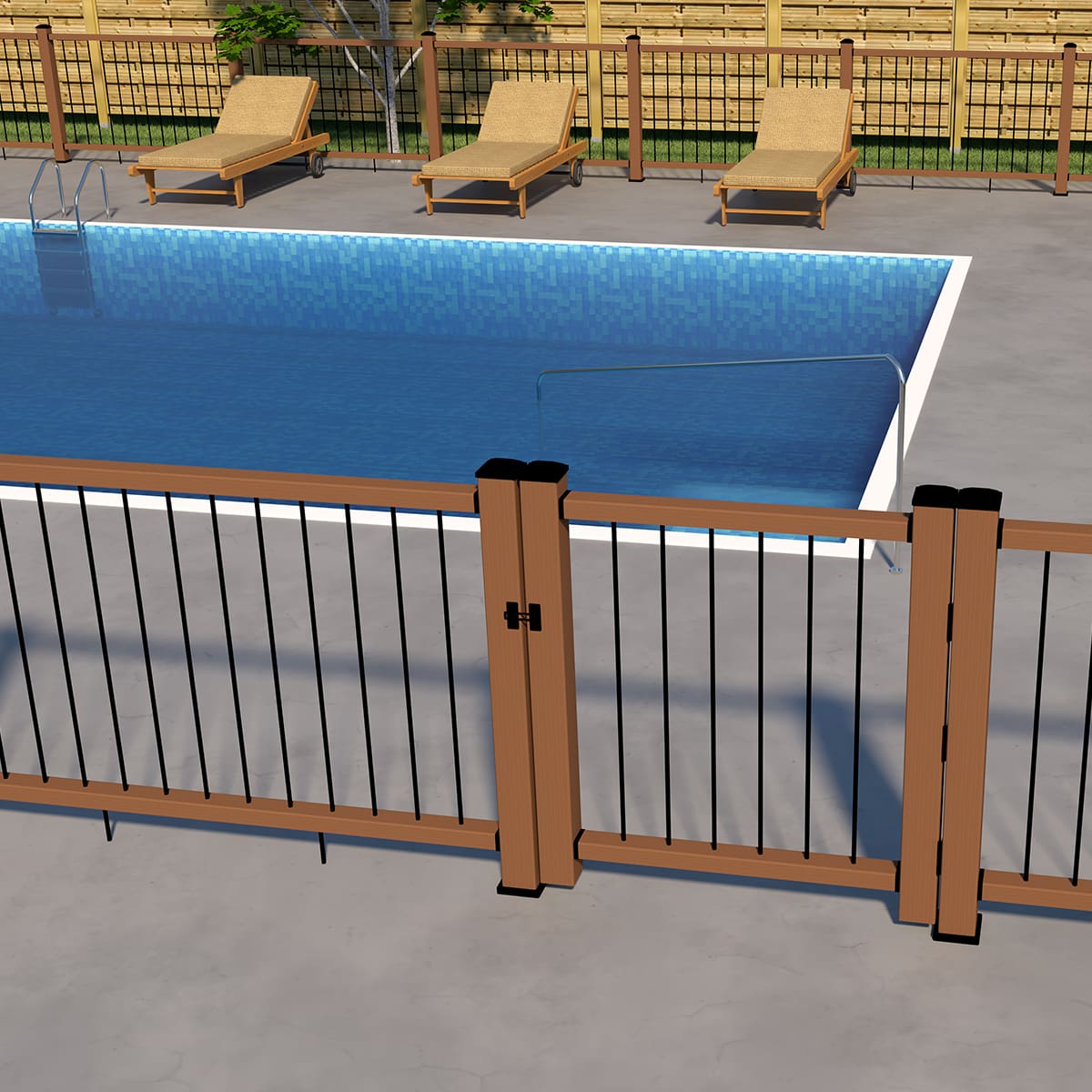 Composite and Aluminum Balcony Rail - Teak 48''x72''