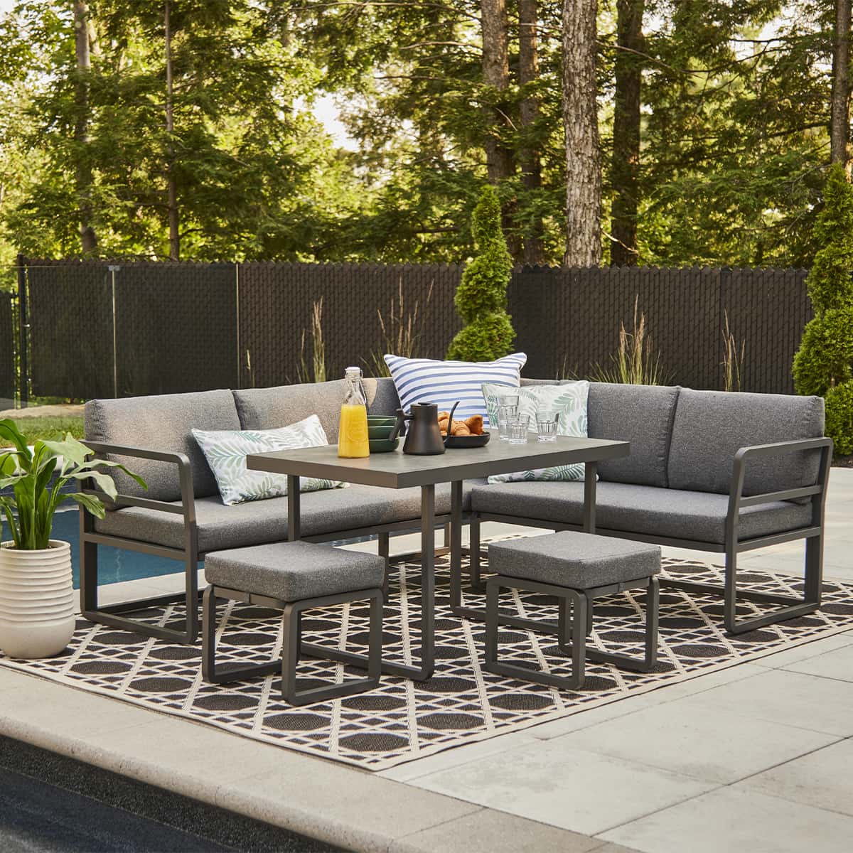 Sectionnel à dîner Dylan - Gris foncé