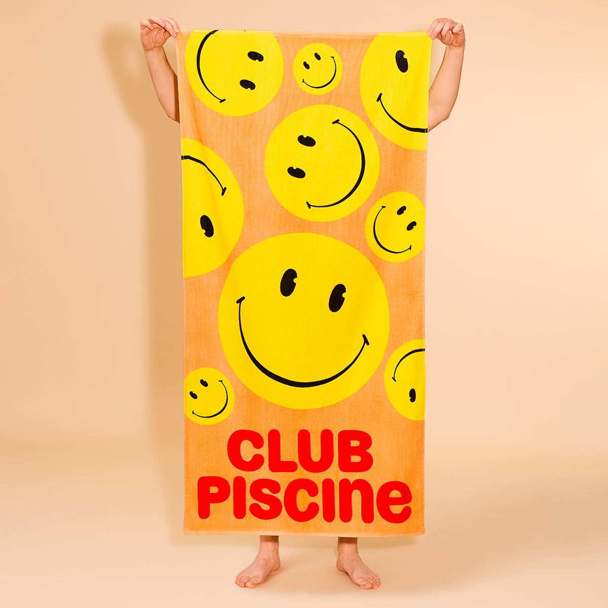 Beach towel with logo Club Piscine - Coral