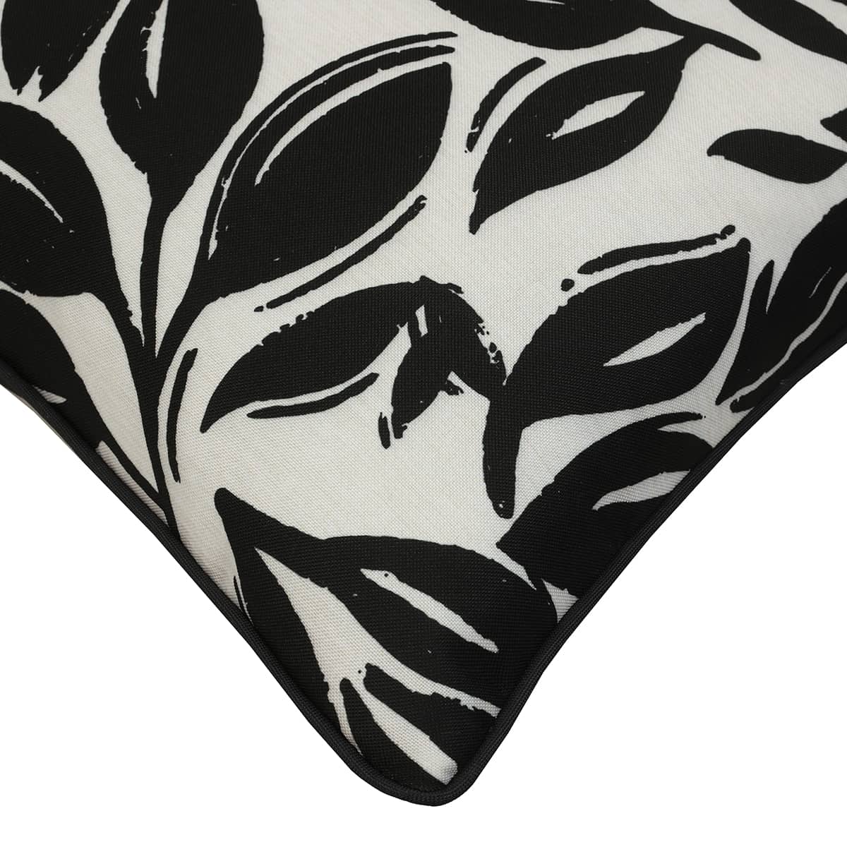 Coussin carré 18x18 po - Feuilles Imprimées Noir