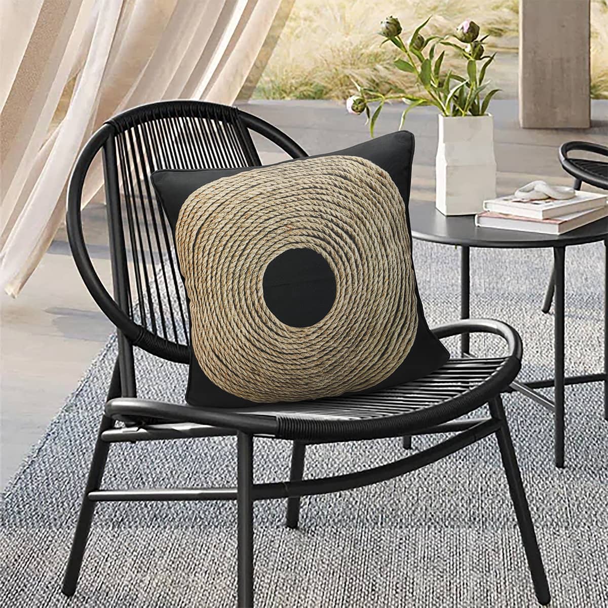 Coussin carré 18x18 po - Imprimé motif raffia