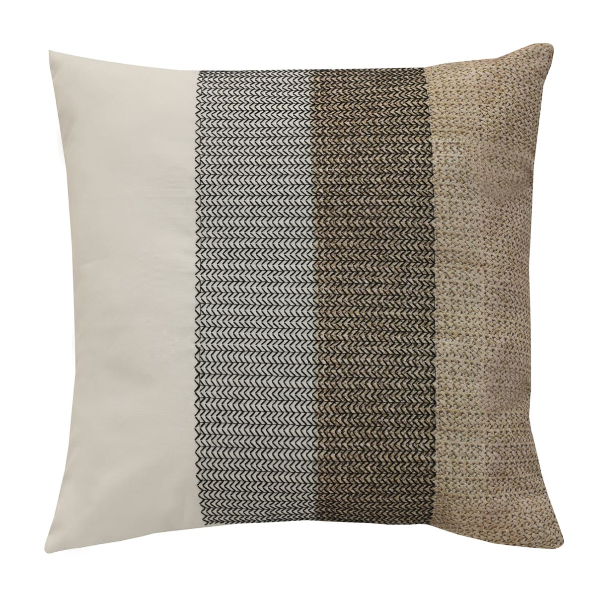 Coussin carré 18x18 po - Rayé avec broderie noir