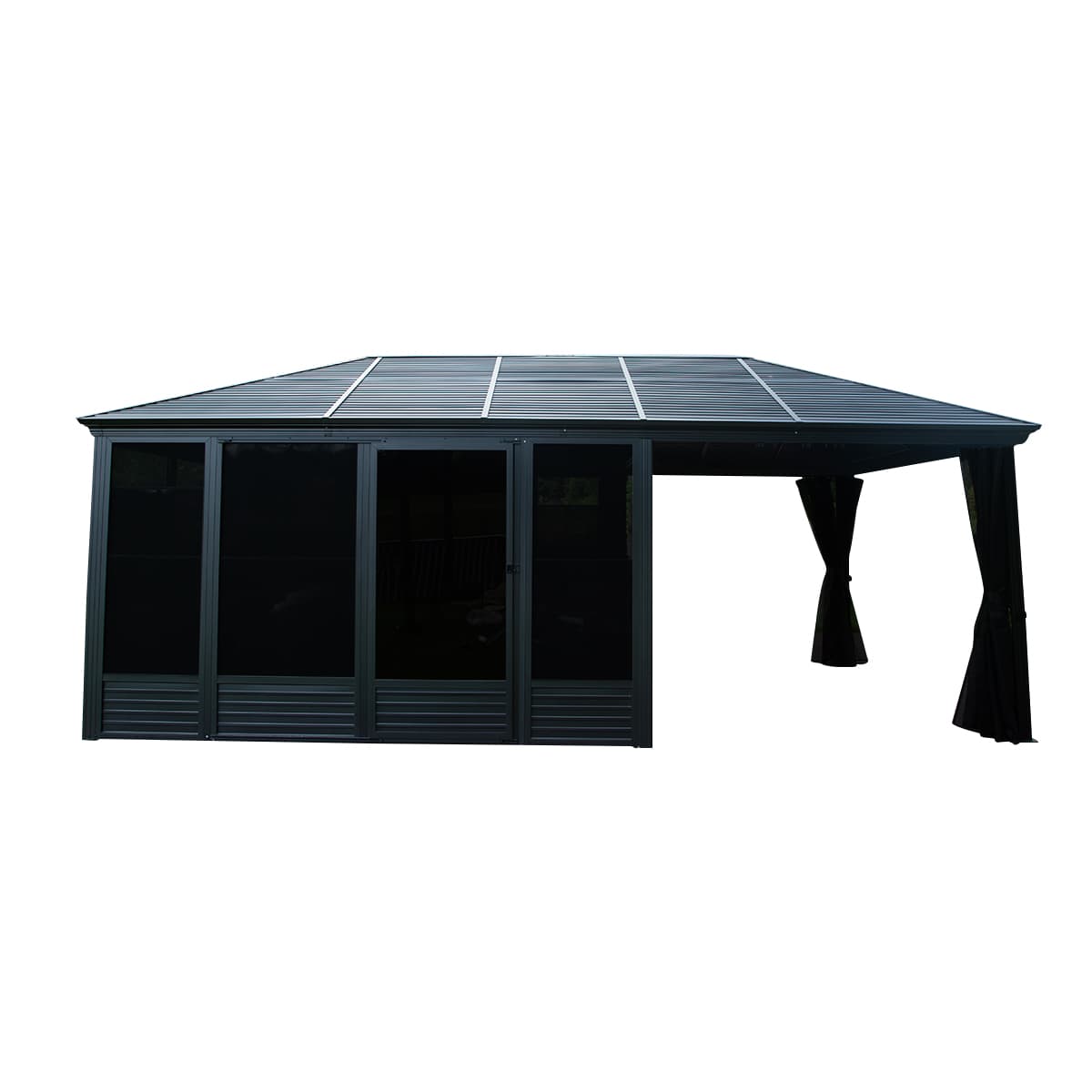 Gazebo Duomo - 11'x21' Aluminium Anthacite noir/ Brun foncé