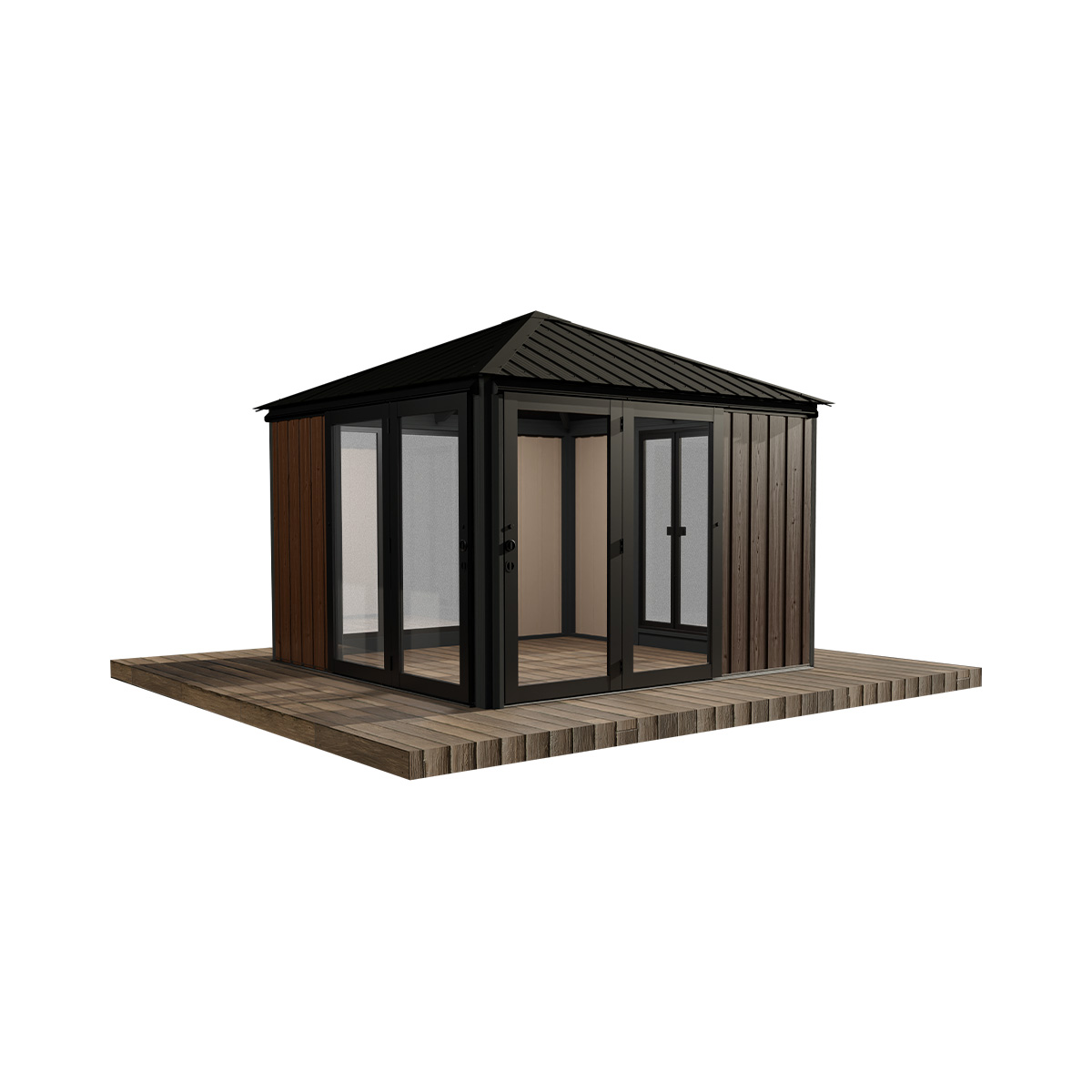 Pavillon en bois Sofia - 11'x11' - 1 porte Espresso
