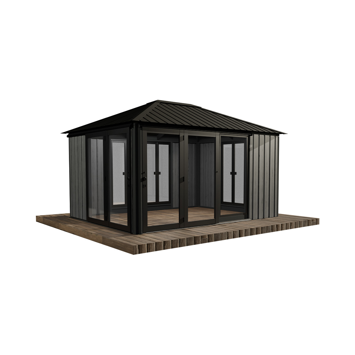 Gazebo en bois Sofia - 11'x14' - 1 porte Blacksmith/Argile