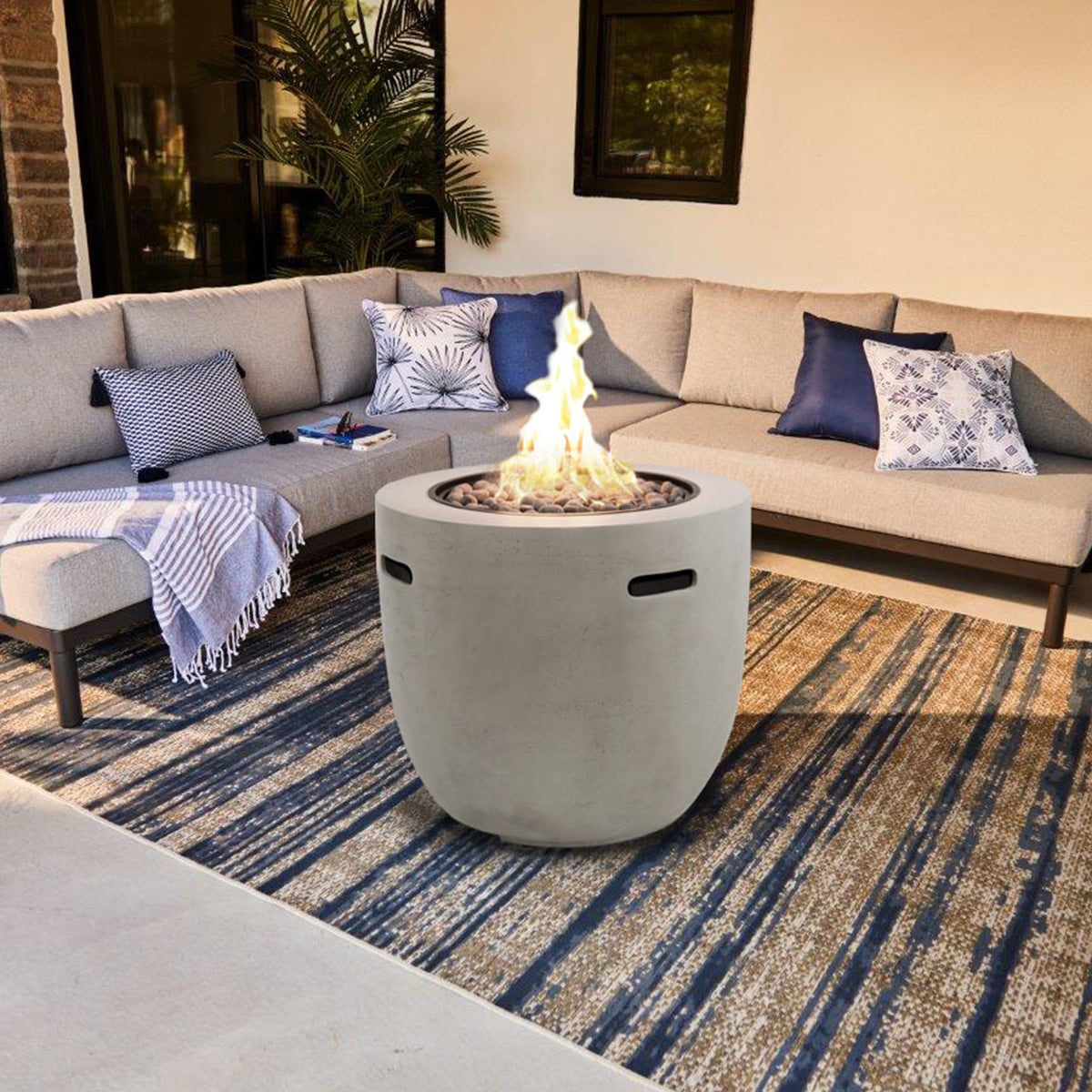 Euro Fire Table - Grey and Beige