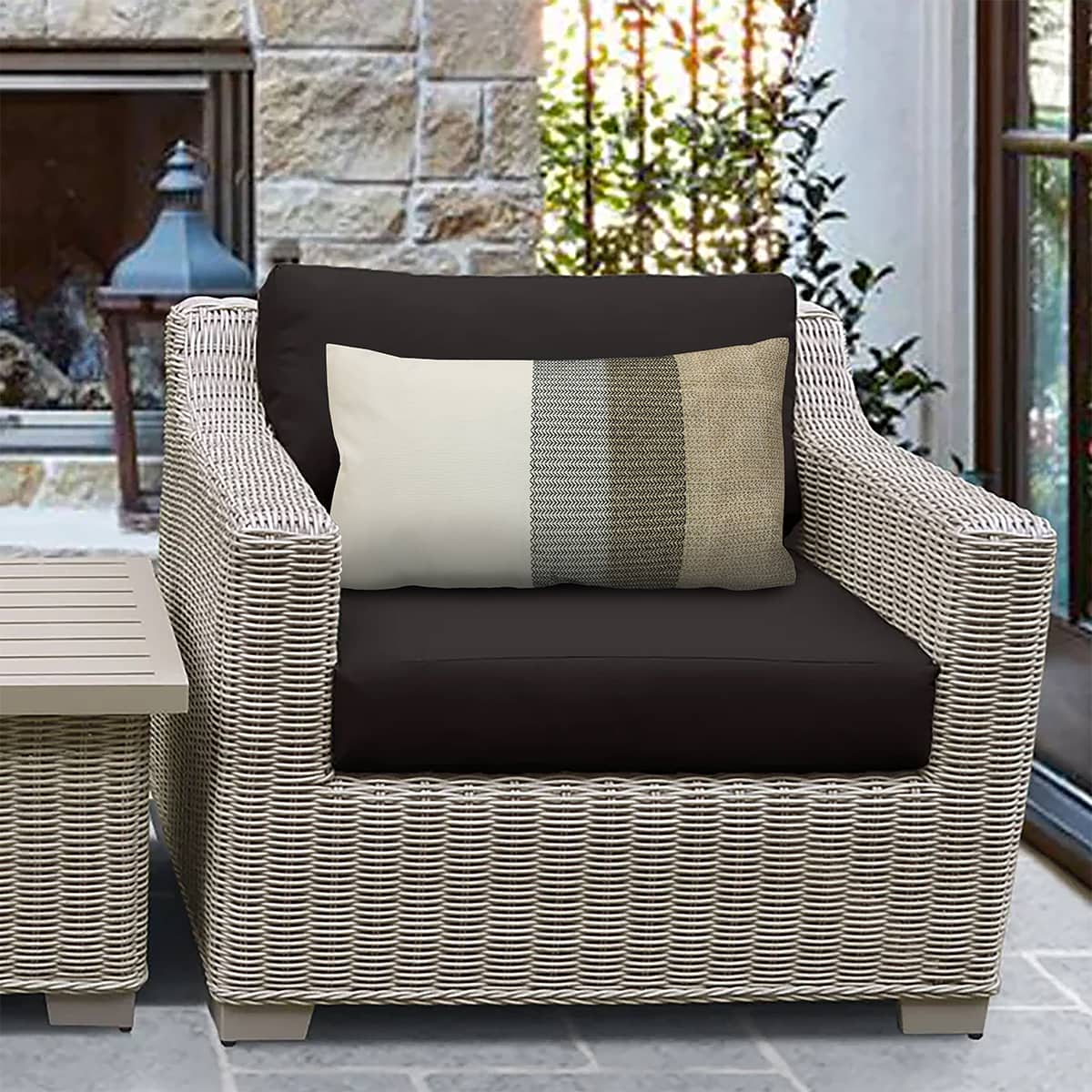 Lumbar Cushion 14x26 in - Black with embroidery