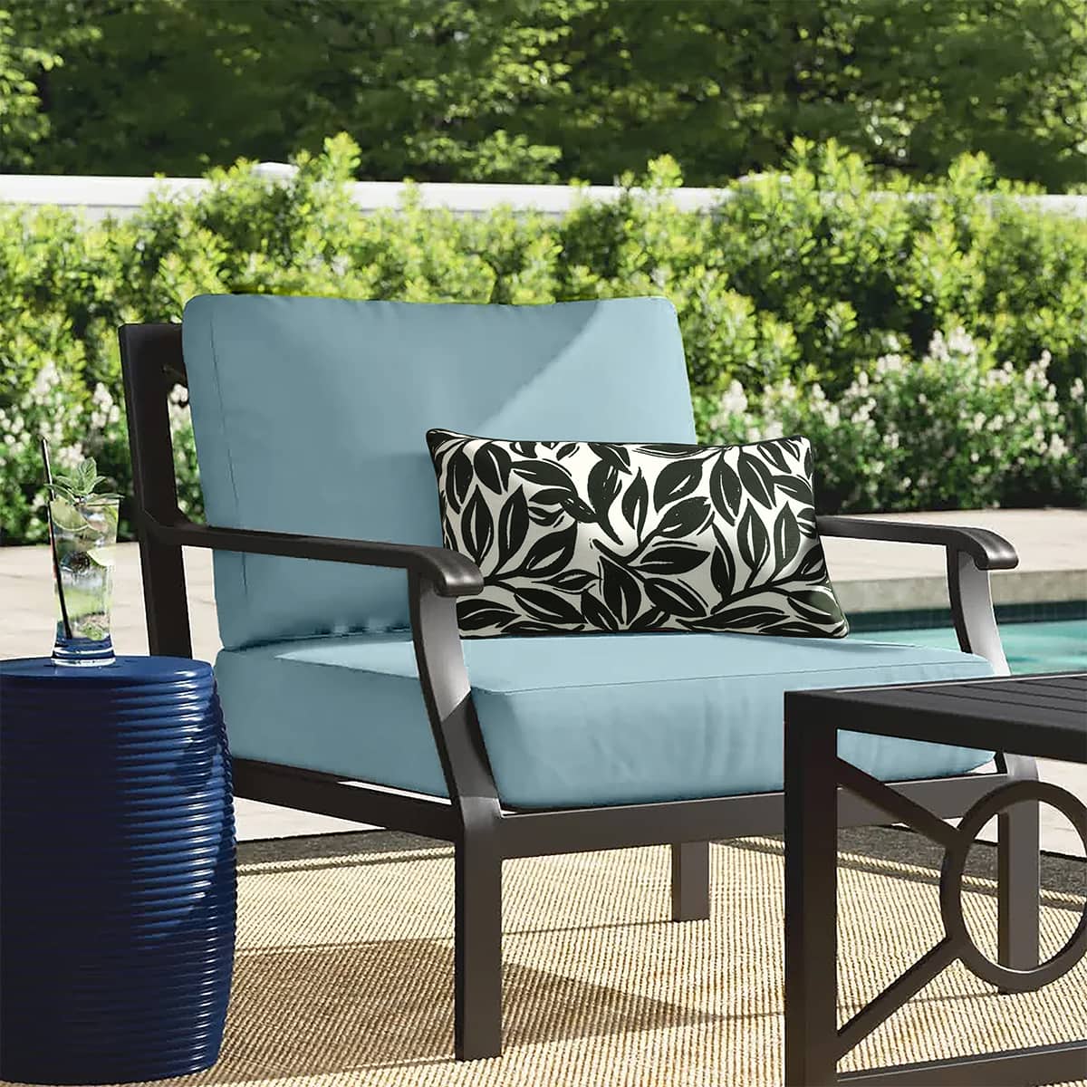 Coussin lombaire 14x26 po - Noir imprimé