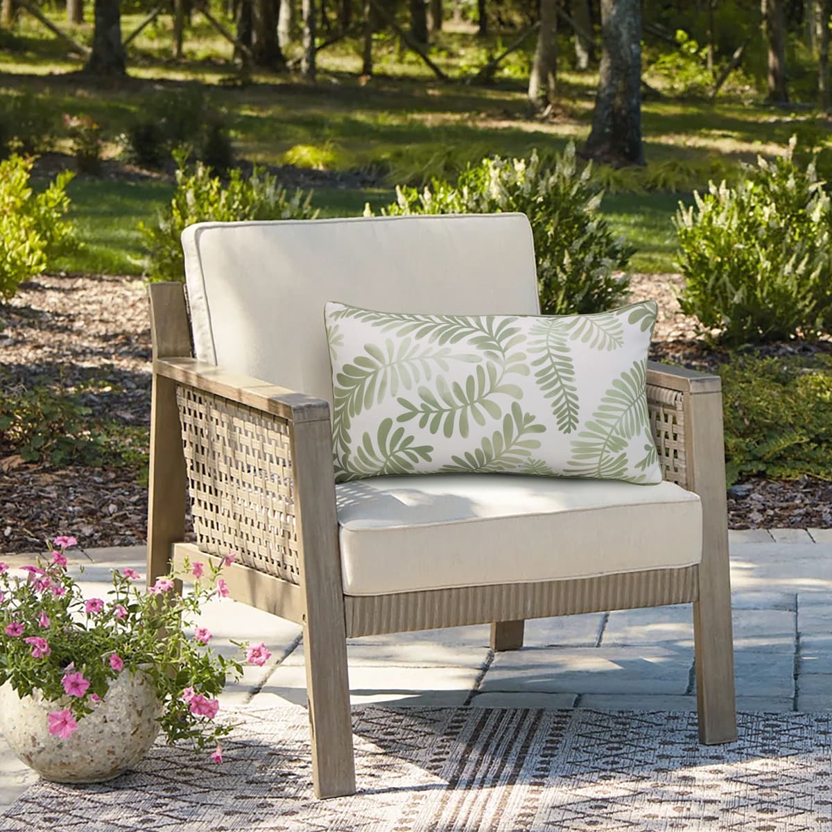 Lumbar Cushion 14x26 in - Printed sage