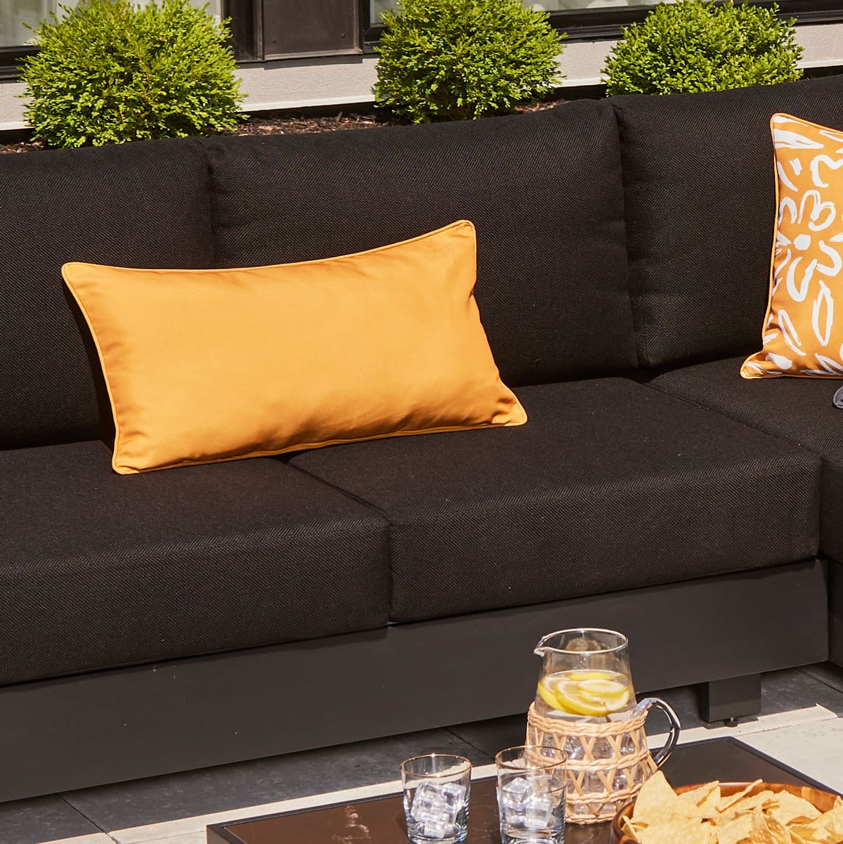 Coussin lombaire 14x26 po - Jaune uni