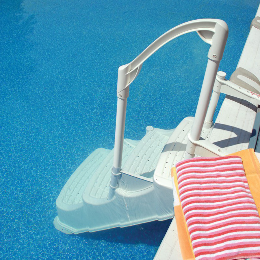 Marche de piscine hors terre 1 rampe - Blanc