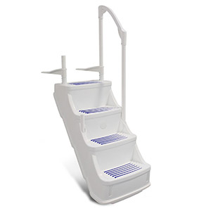 Marche de piscine hors terre 1 rampe - Blanc