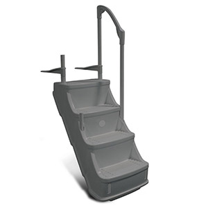 Above-Ground Pool Step with 1 Handrail - Grey