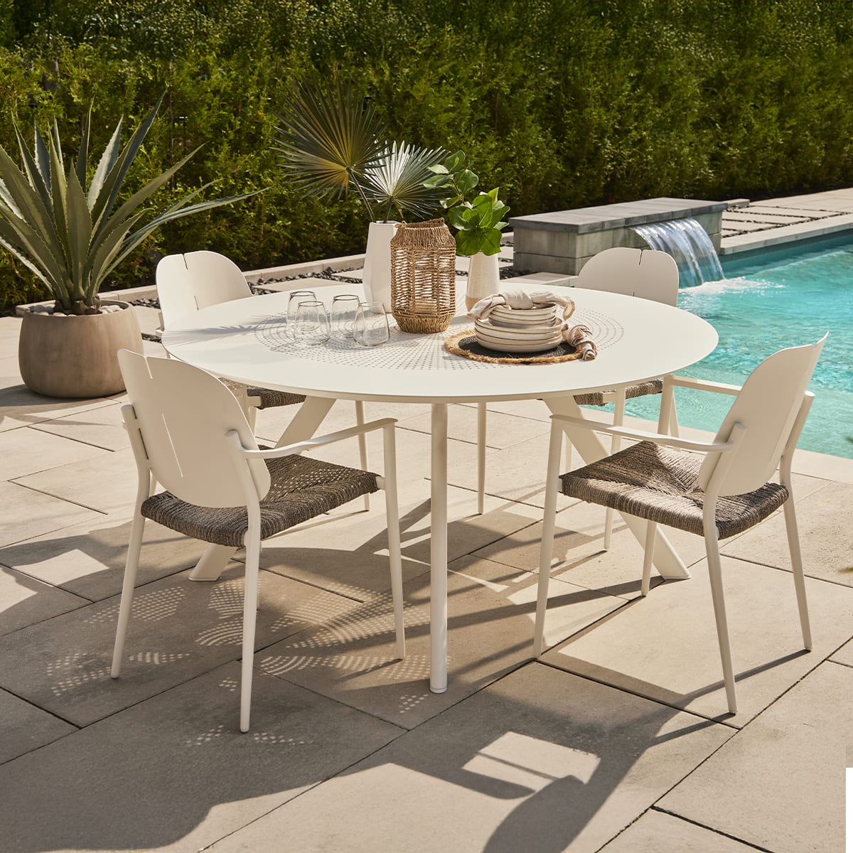 Table à diner ronde - Maldives Blanc