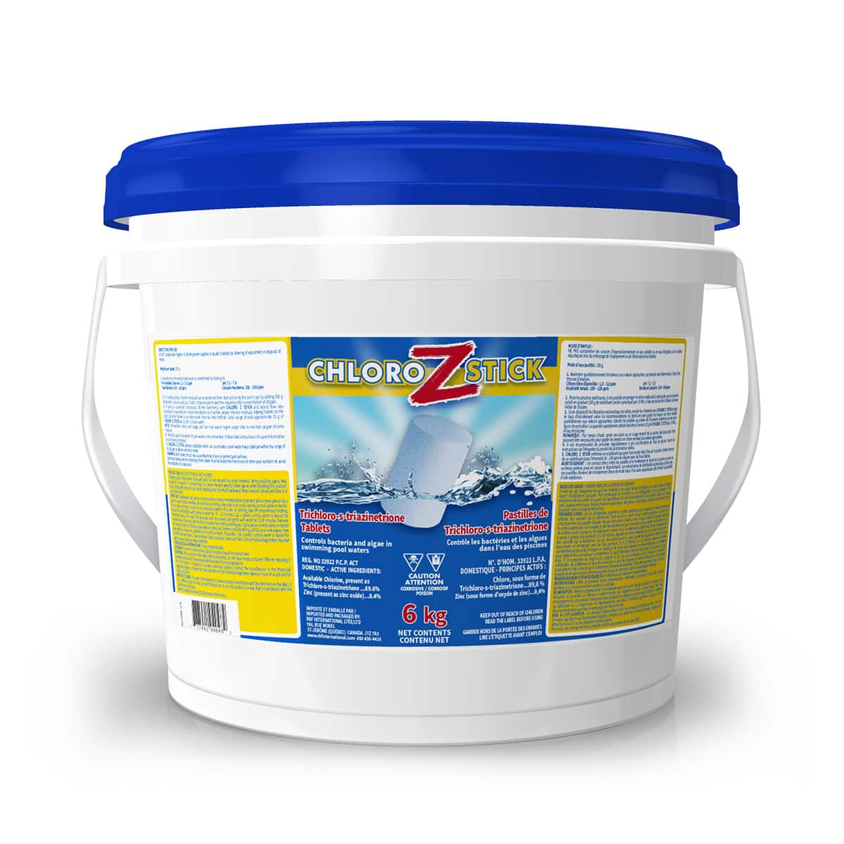 Bâton de chloration avec zinc de couleur bleu - 6 kg