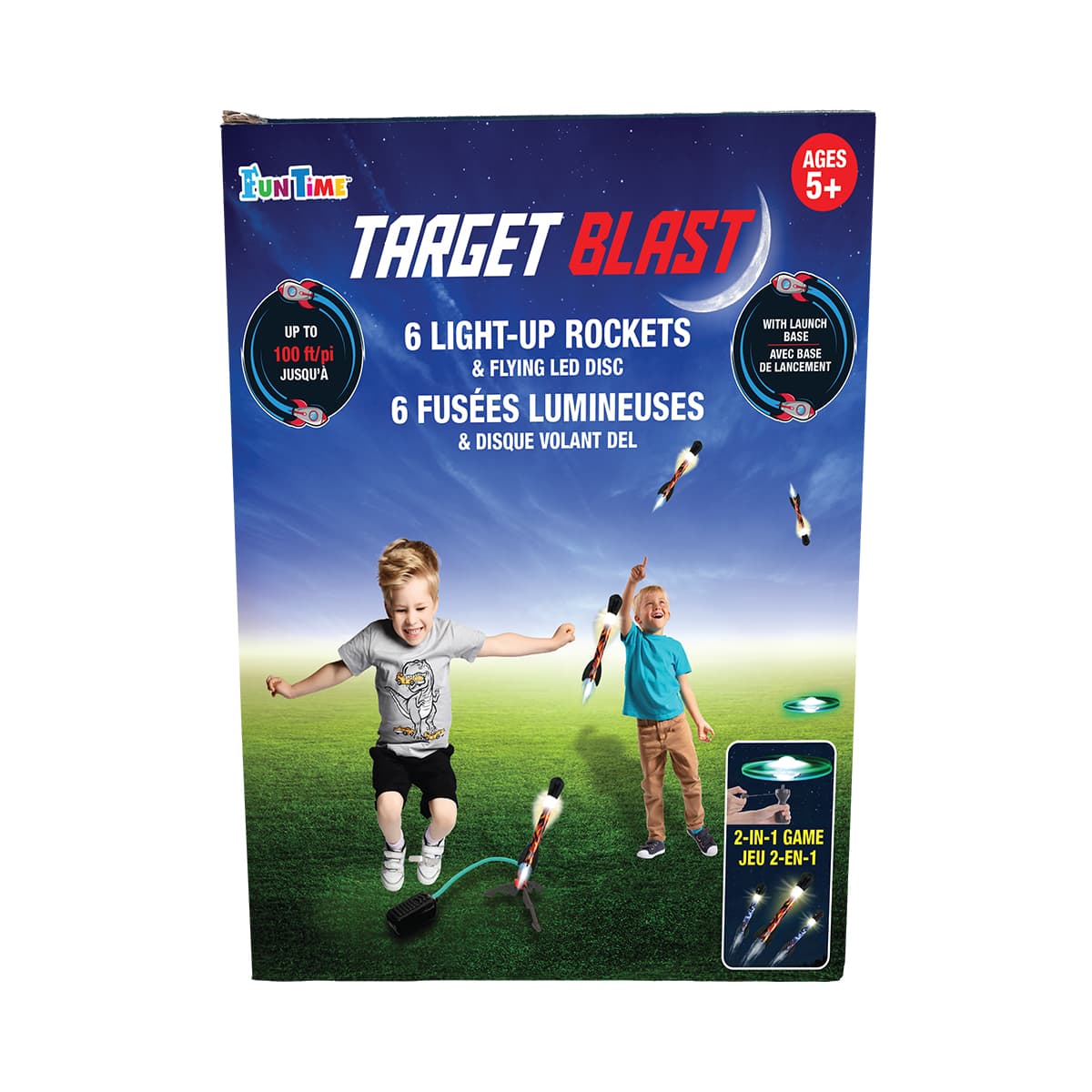 Jeu 2-en-1 fusée lumineuses et disque volant DEL