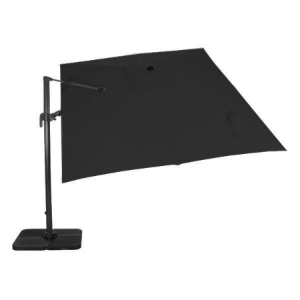 Parasol suspendu Deluxe Sunbrella 10' avec inclinaison de 45 degrés - Noir