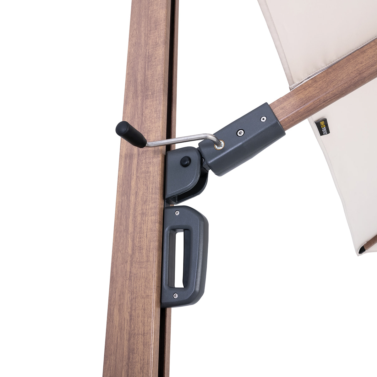 Parasol suspendu carré Deluxe 10' base X - Fini bois et crème