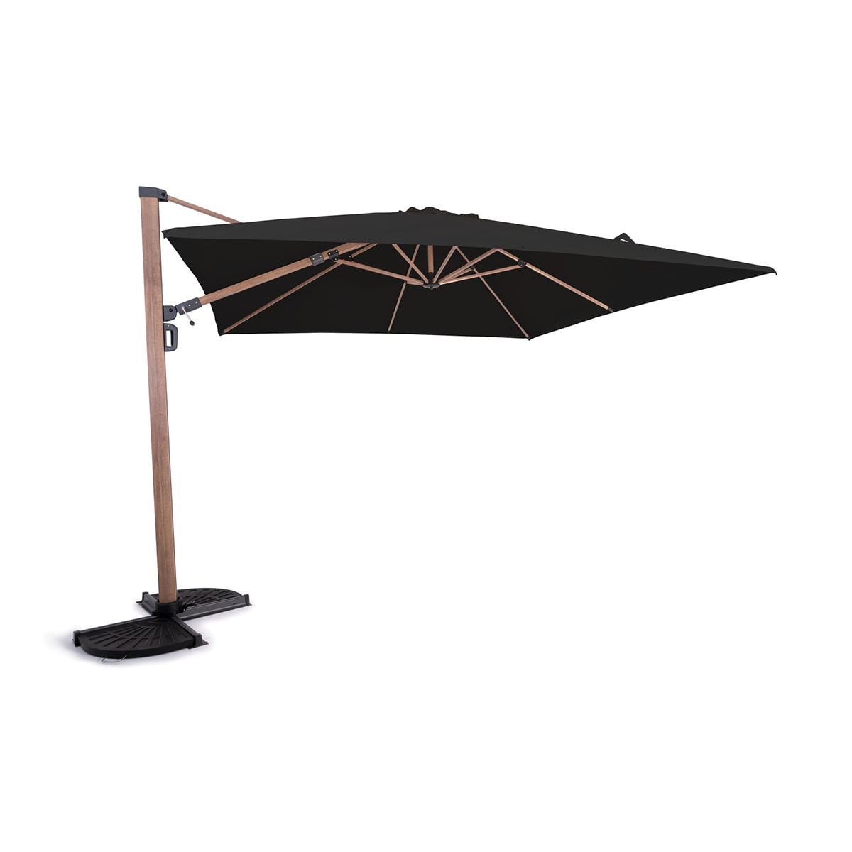 Parasol suspendu carré Deluxe 10' base X - Polyester noir
