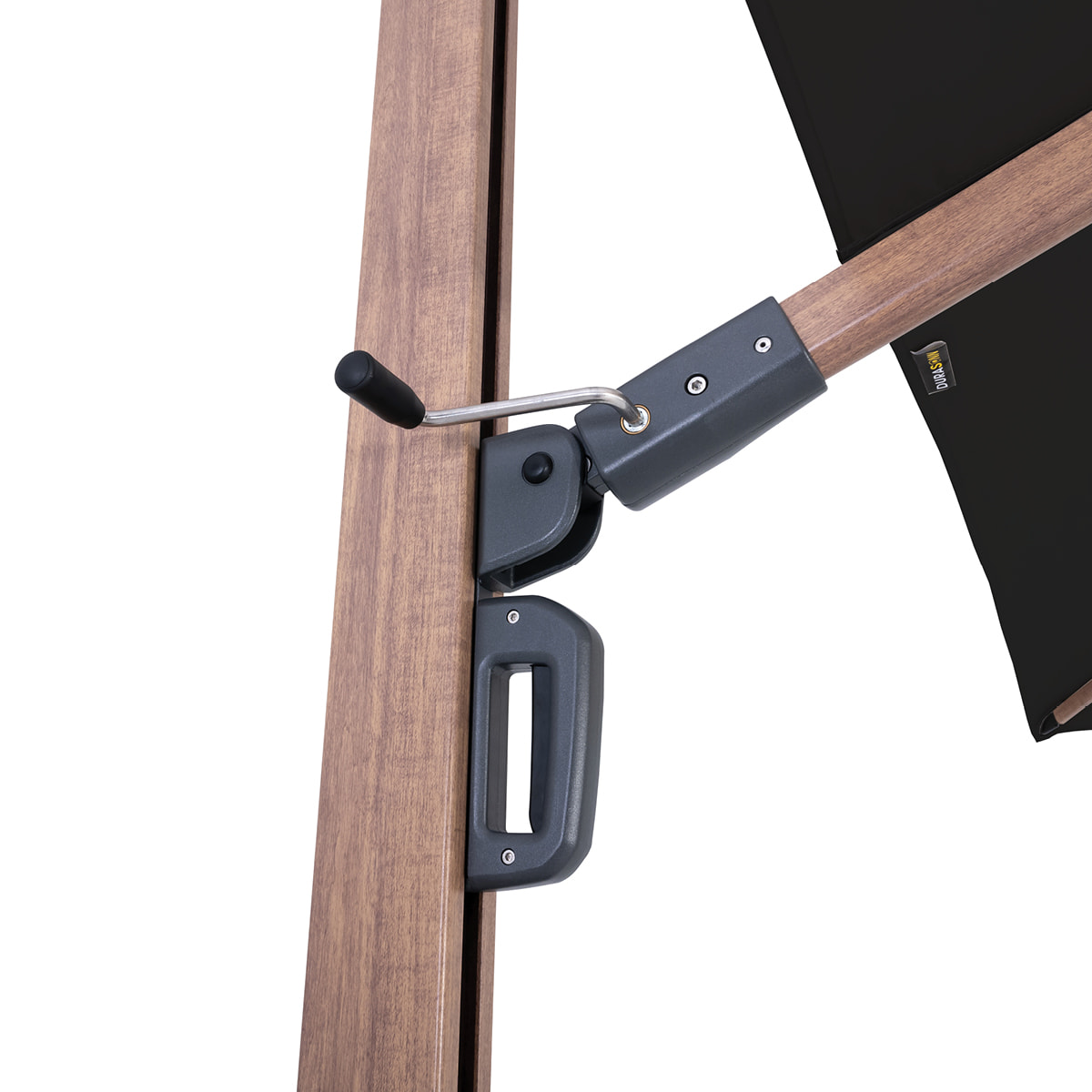 Parasol suspendu carré Deluxe 10' base X - Fini bois et noir