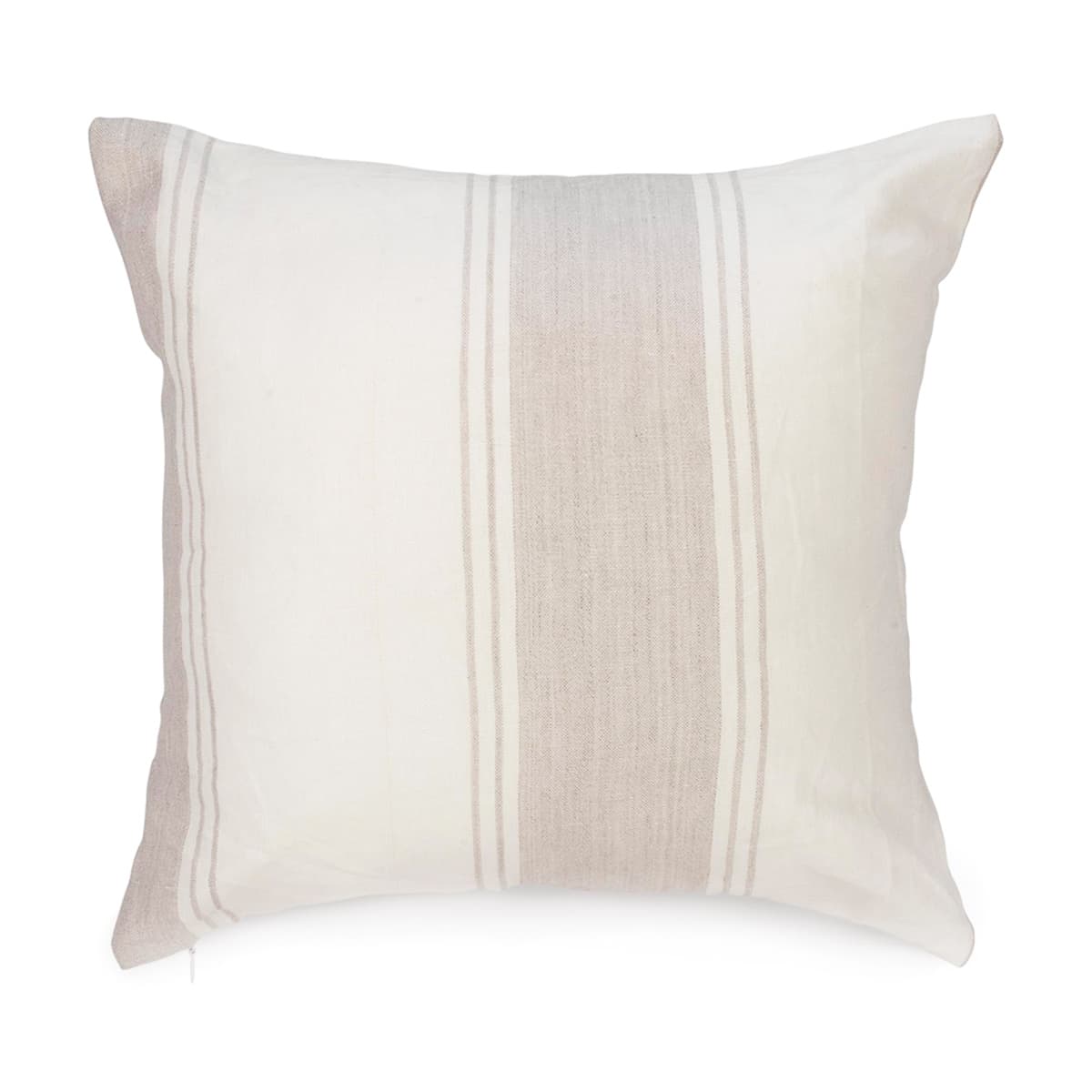 Coussin en lin à rayure taupe