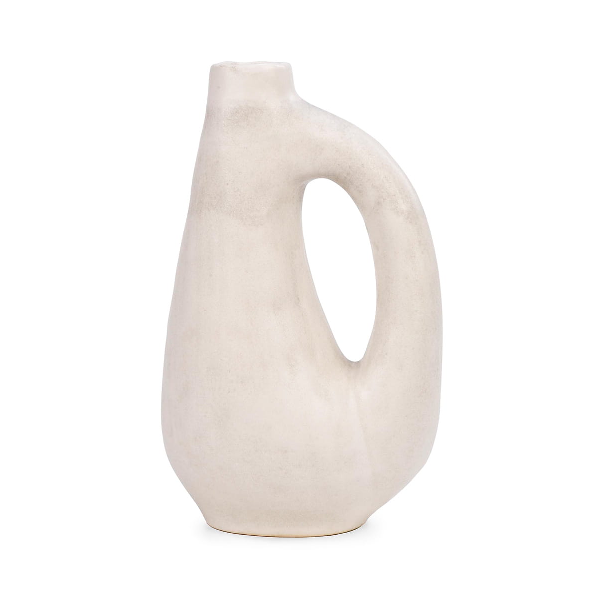 Vase ivoire texturé avec poignée