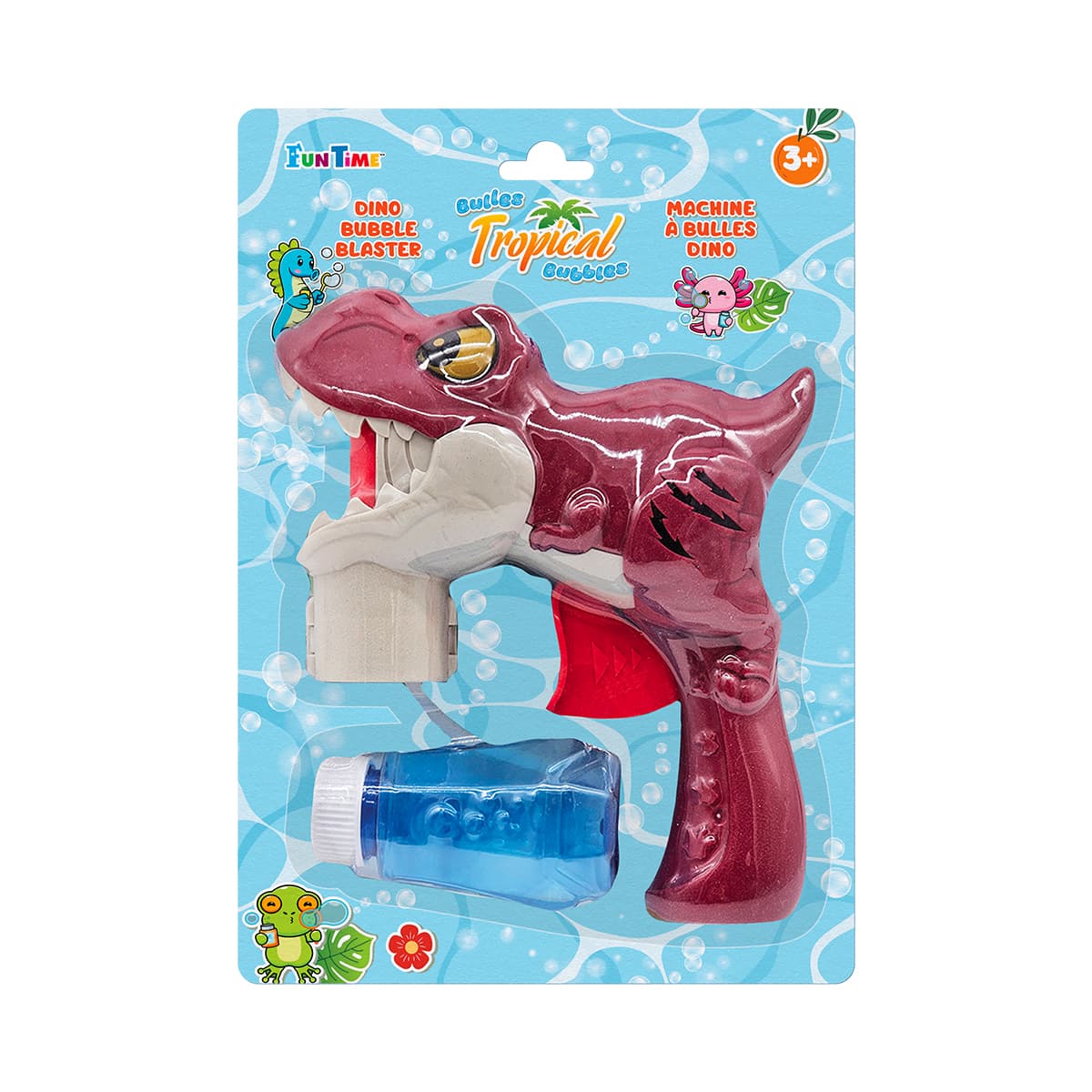 Machine à bulles dino rouge et dauphin bleu