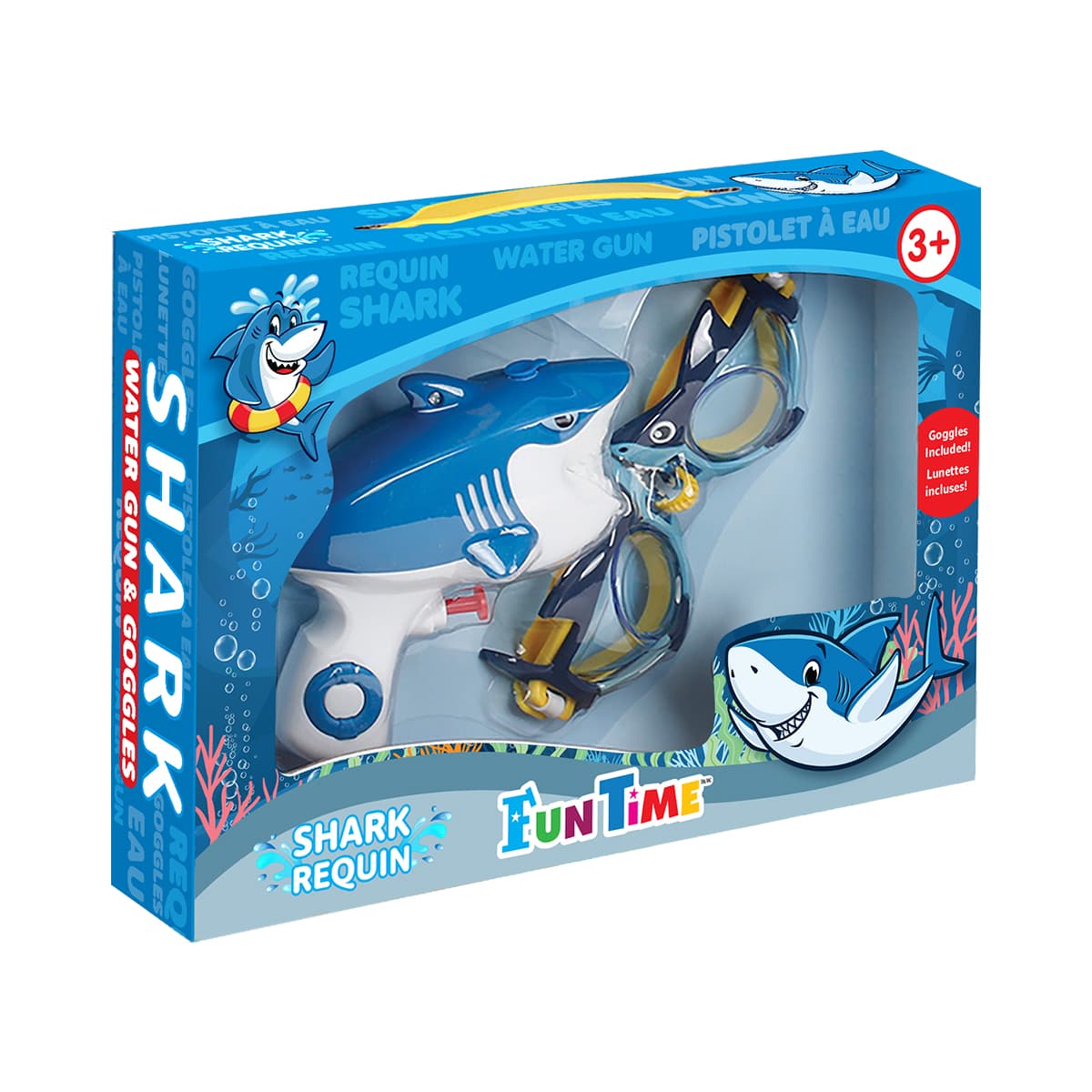 Pistolet à eau requin avec lunettes de natation