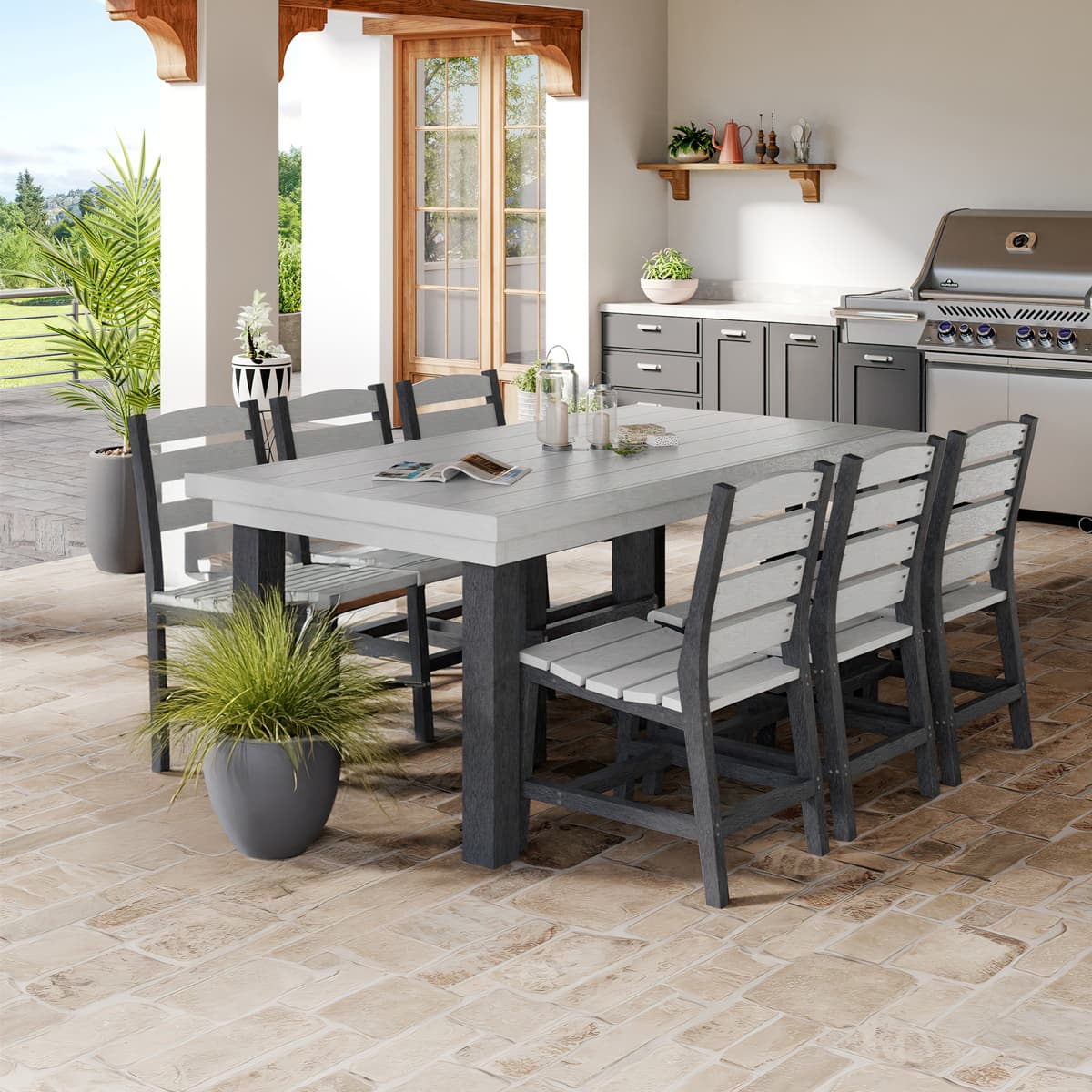 Napa Charcoal dining set - 6 chairs and table