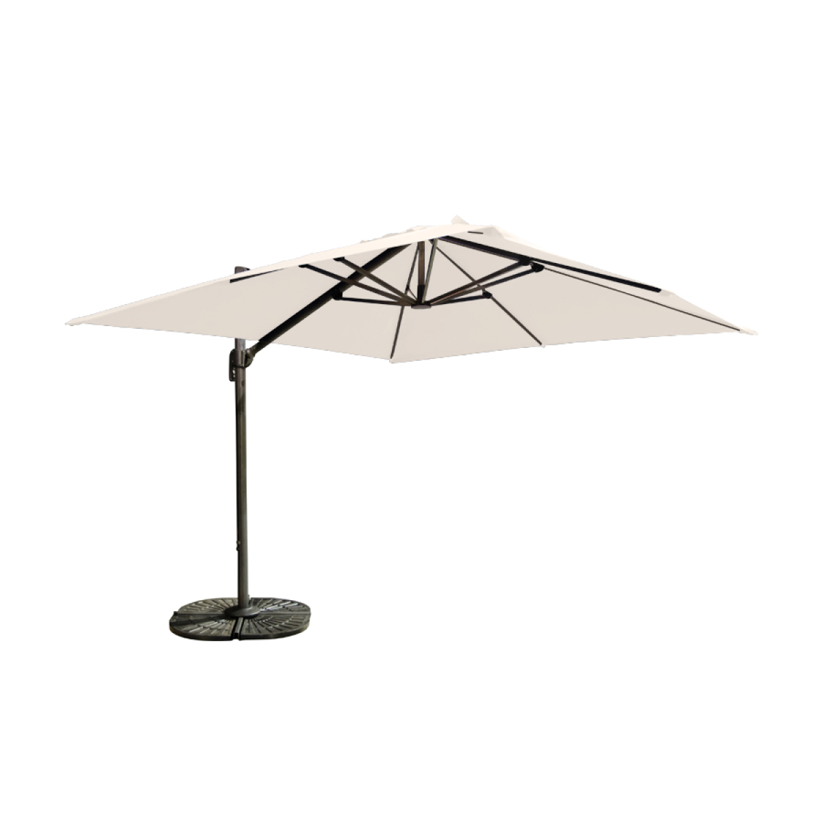 Parasol suspendu carré Deluxe 10' base X - Polyester crème