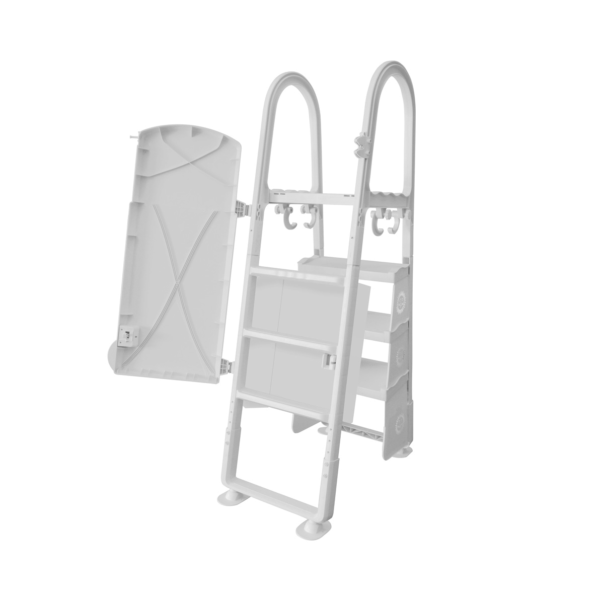 White Locking Safety Ladder