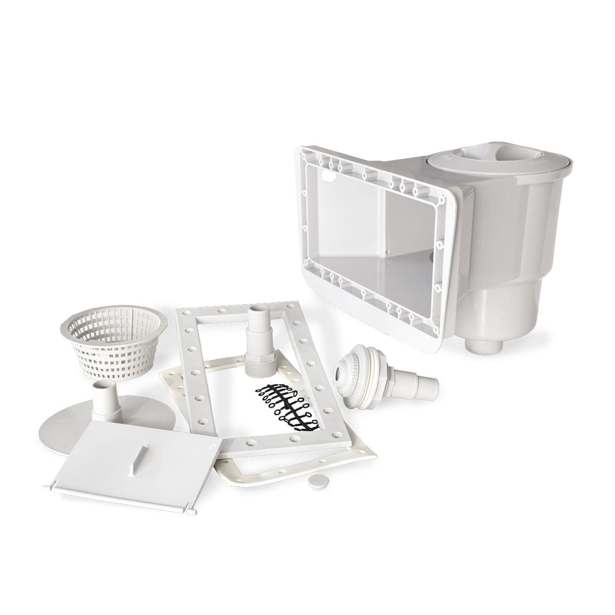 Écumoire murale complète à grande bouche blanche pour piscine eau salée
